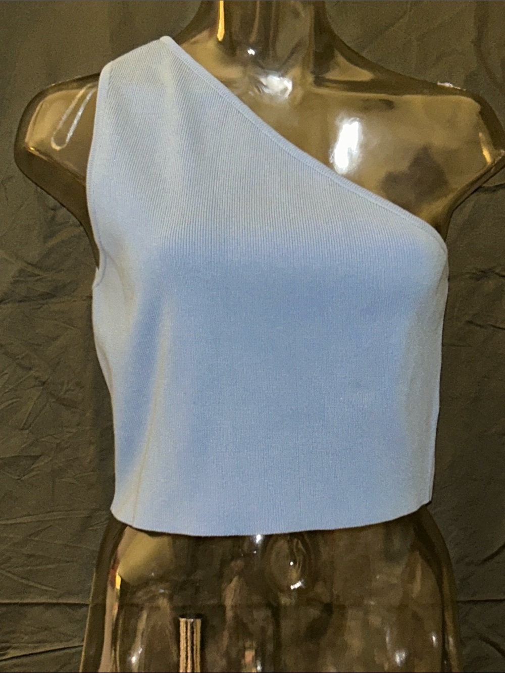 Vici Powder Blue One-Shoulder Crop Top